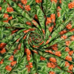 ΥΦΑΣΜΑ ΛΙΝΟ ΜΕ ΒΙΣΚΟΖ ΕΜΠΡΙΜΕ DIGITAL PRINT (FLORAL GARDEN)