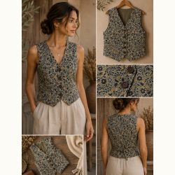 ΥΦΑΣΜΑ ΠΟΠΛΙΝΑ 100% ΒΑΜΒΑΚΙ - MIDNIGHT OLIVE FLORAL