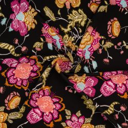 ΥΦΑΣΜΑ ΚΡΕΠΟΝ ΕΛΑΦΡΩΣ ΕΛΑΣΤΙΚΟ - TROPICAL FLORAL BLACK