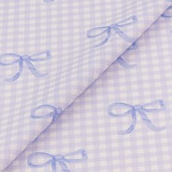ΥΦΑΣΜΑ ΠΟΠΛΙΝΑ 100% ΒΑΜΒΑΚΙ DIGITAL PRINT - BABY BLUE GINGHAM BOWS