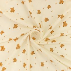 ΥΦΑΣΜΑ ΒΑΜΒΑΚΕΡΗ ΜΟΥΣΕΛΙΝΑ DOUBLE GAUZE – ΓΑΖΑ ΜΕ ΓΚΟΦΡΕ ΥΦΑΝΣΗ - ΚΑΦΕ ΑΡΚΟΥΔΑΚΙΑ & ΑΣΤΕΡΑΚΙΑ