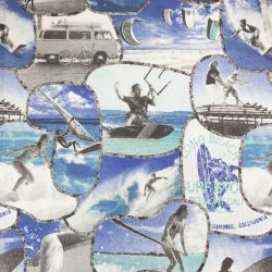 ΥΦΑΣΜA ΛΟΝΕΤΑ PRINTED (ΜΑΛΑΚΟ ΚΑΡΑΒΟΠΑΝΟ) BLUE SURF (Ρετάλια 1+1.90 μέτρα)