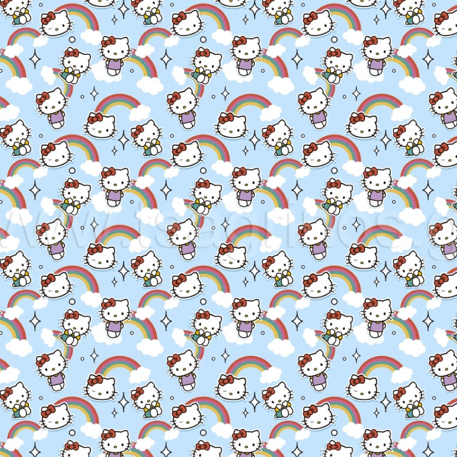 ΥΦΑΣΜΑ ΠΟΠΛΙΝΑ 100% ΒΑΜΒΑΚI (DISNEY LICENSED) HELLO KITTY  ΣΙΕΛ - Ρετάλι 1.80μ.