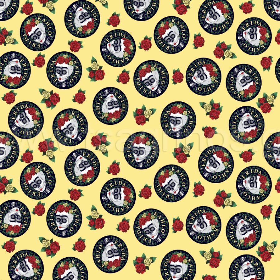 ΥΦΑΣΜΑ ΠΟΠΛΙΝΑ 100% ΒΑΜΒΑΚI (DISNEY LICENSED) FRIDA KAHLO - YELLOW