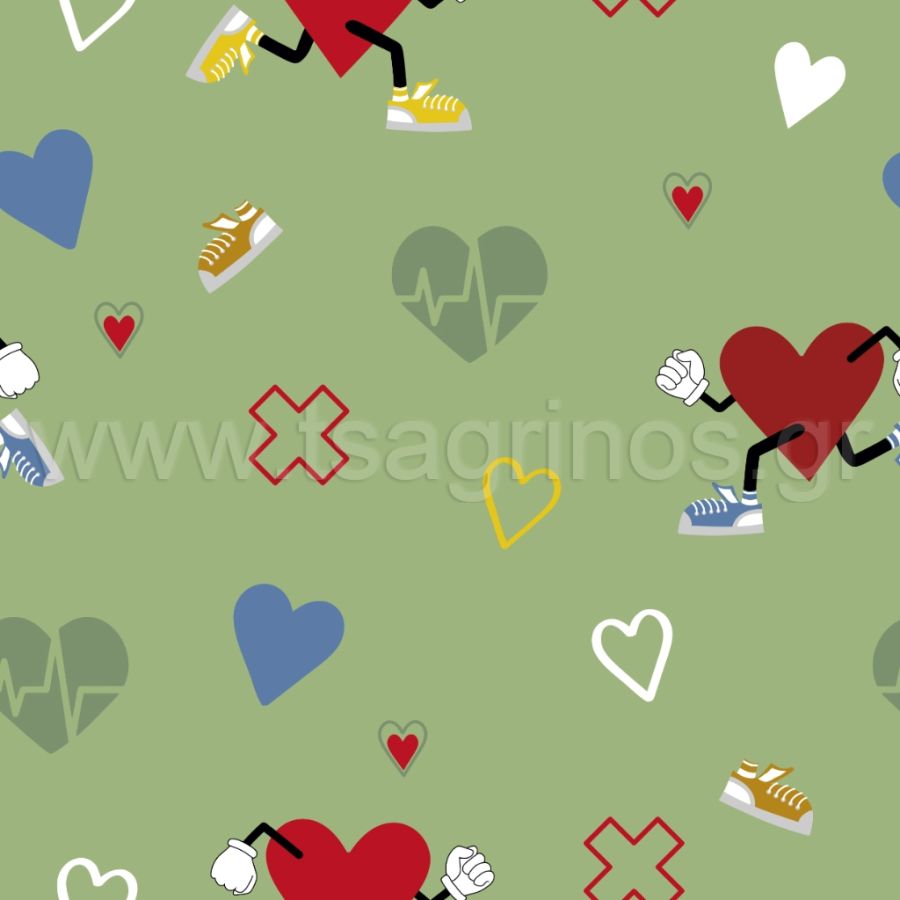 ΥΦΑΣΜΑ ΠΟΠΛΙΝΑ 100% ΒΑΜΒΑΚI ORGANIC DIGITAL (MEDICAL HEARTS) - Ρετάλι 3.20μ.