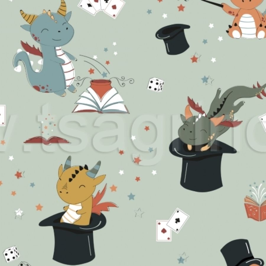 ΥΦΑΣΜΑ ΠΟΠΛΙΝΑ 100% ΒΑΜΒΑΚΙ DIGITAL PRINT- ΜΩΡΑΚΙΑ ΔΡΑΚΟΙ ΜΑΓΟΙ