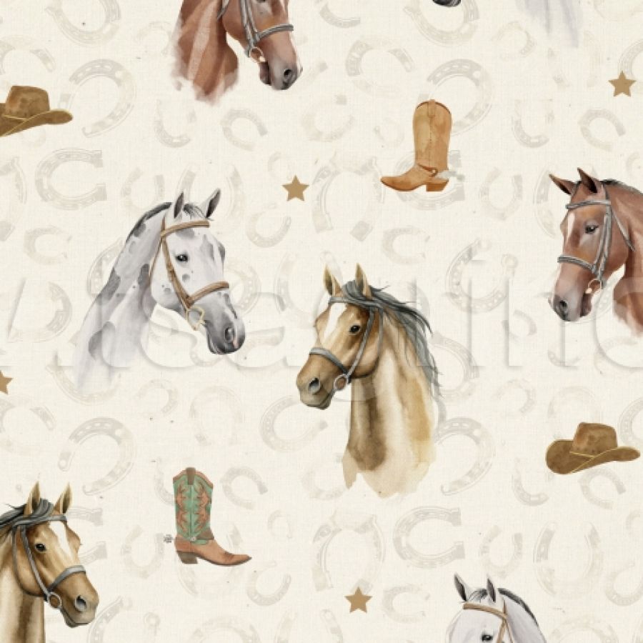 ΥΦΑΣΜΑ ΠΟΠΛΙΝΑ 100% ΒΑΜΒΑΚΙ DIGITAL PRINT (HORSE LOVERS)