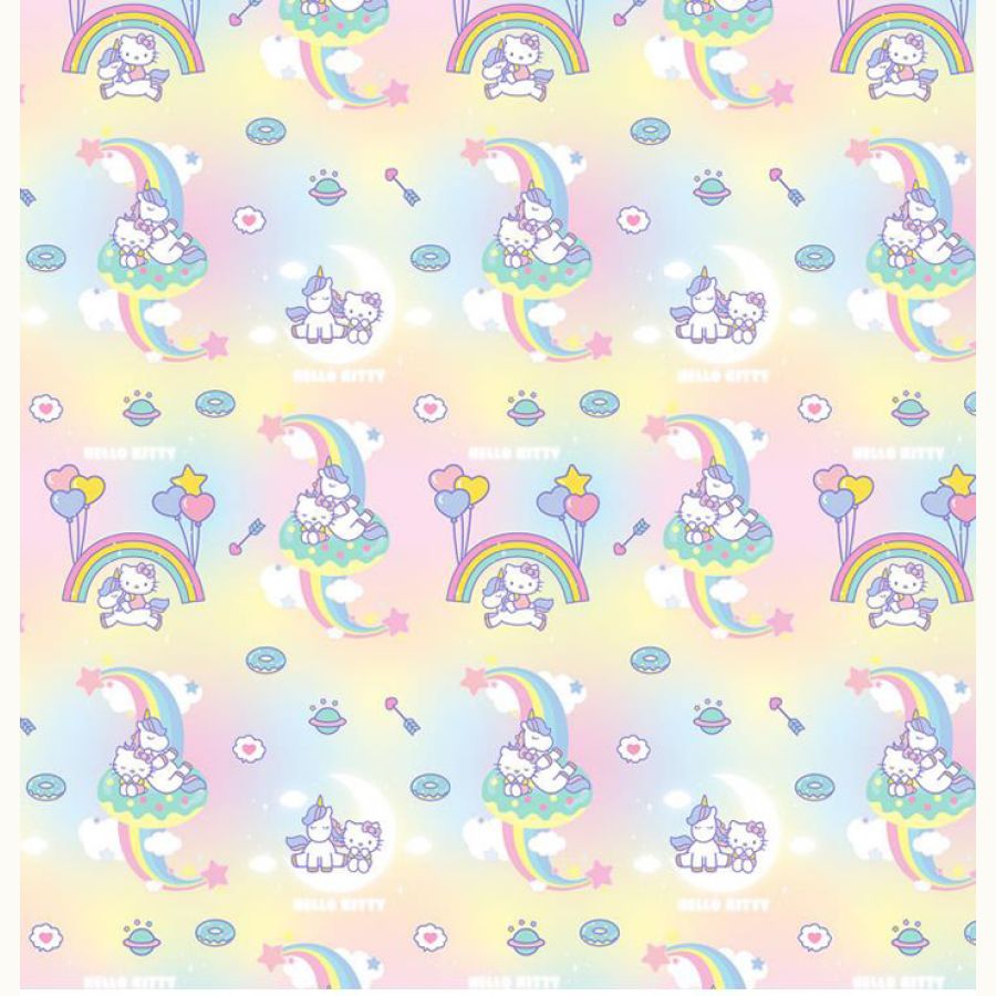 ΥΦΑΣΜΑ ΠΟΠΛΙΝΑ DIGITAL PRINT (DISNEY LICENSED) HELLO KITTY PASTEL RAINBOW