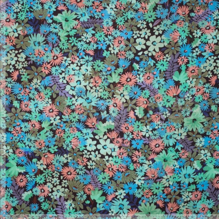 ΥΦΑΣΜΑ ΛΙΝΟ ΜΕ ΒΙΣΚΟΖ ΕΜΠΡΙΜΕ DIGITAL PRINT (MULTICOLOR BLUE FLORAL)