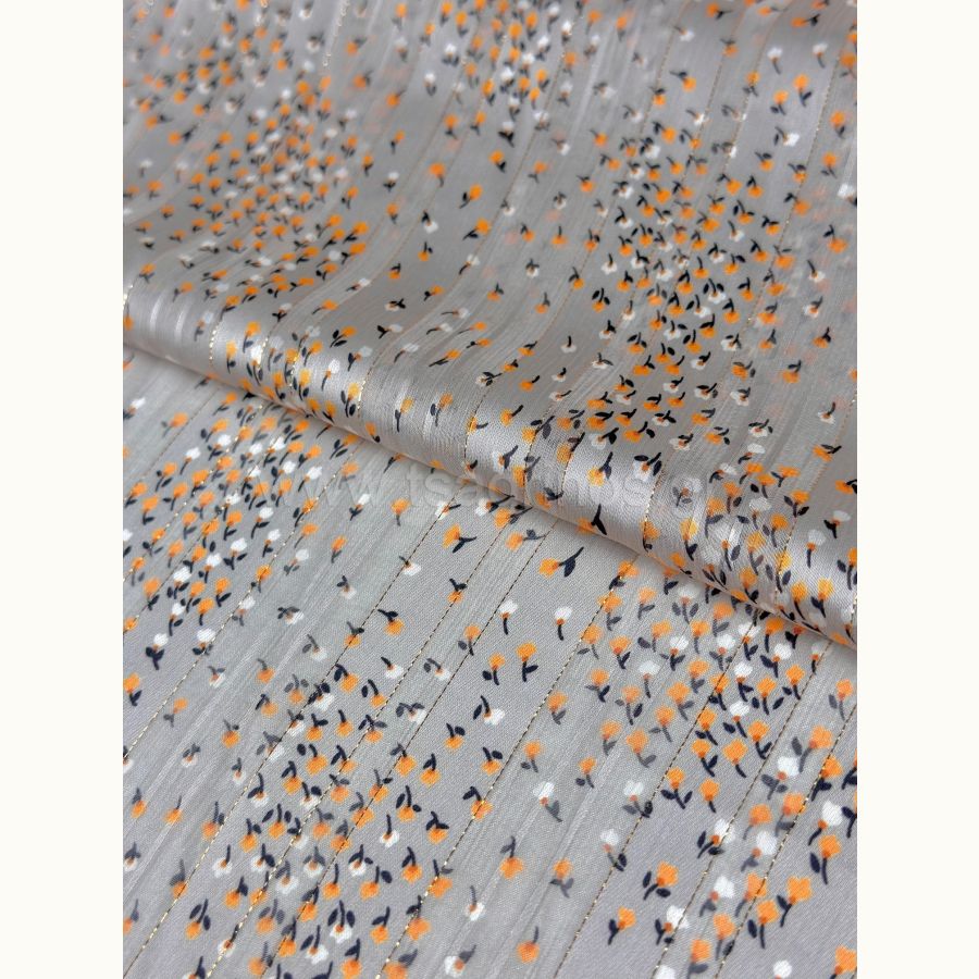 ΥΦΑΣΜΑ ΜΟΥΣΕΛΙΝΑ ΕΜΠΡΙΜΕ LUREX (ΧΡΥΣΗ ΚΛΩΣΤΗ) ΦΛΟΡΑΛ ΓΚΡΙ-ΜΠΕΖ