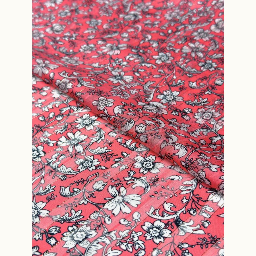 ΥΦΑΣΜΑ ΜΟΥΣΕΛΙΝΑ ΕΜΠΡΙΜΕ LUREX (ΧΡΥΣΗ ΚΛΩΣΤΗ) ΦΛΟΡΑΛ ΚΟΡΑΛΙ