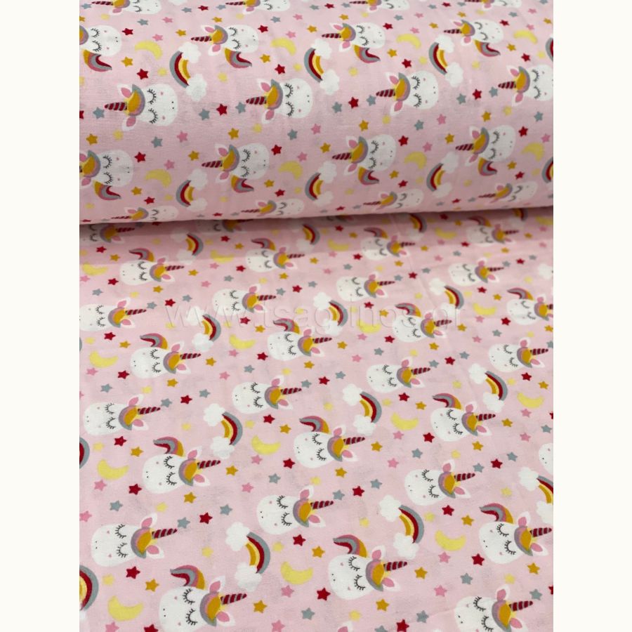 ΥΦΑΣΜΑ 100% ΒΑΜΒΑΚΕΡΗ ΦΑΝΕΛΑ (ΔΙΠΛΟΦΑΡΔΟ) ΡΟΖ UNICORN - Ρετάλι 3.30μ.