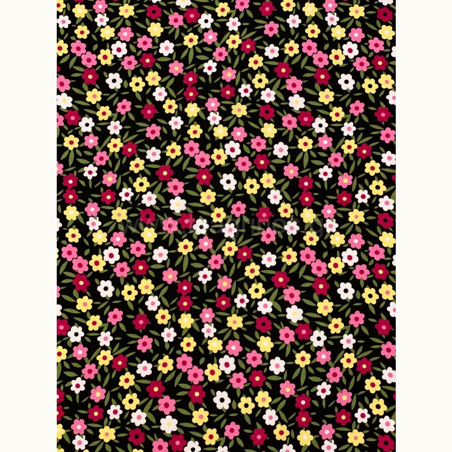 ΥΦΑΣΜΑ 100% ΒΙΣΚΟΖ - ΜΙΚΡΕΣ ΜΑΡΓΑΡΙΤΟΥΛΕΣ ΠΟΛΥΧΡΩΜΕΣ ΣΕ ΜΑΥΡΗ ΒΑΣΗ