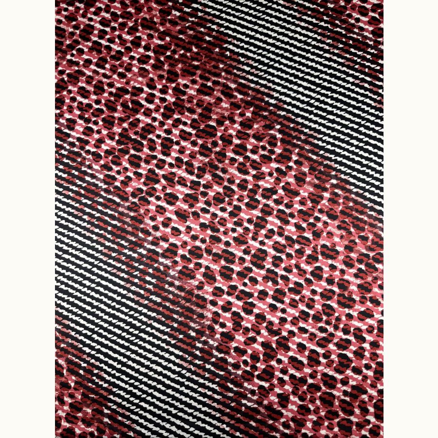 ΥΦΑΣΜΑ ΣΑΤΕΝ SILK TOUCH (ΜΕΤΑΞΩΤΗΣ ΥΦΗΣ) ΚΟΚΚΙΝΟ GEOMETRIC LEOPARD - Ρετάλι 3.40 μέτρα