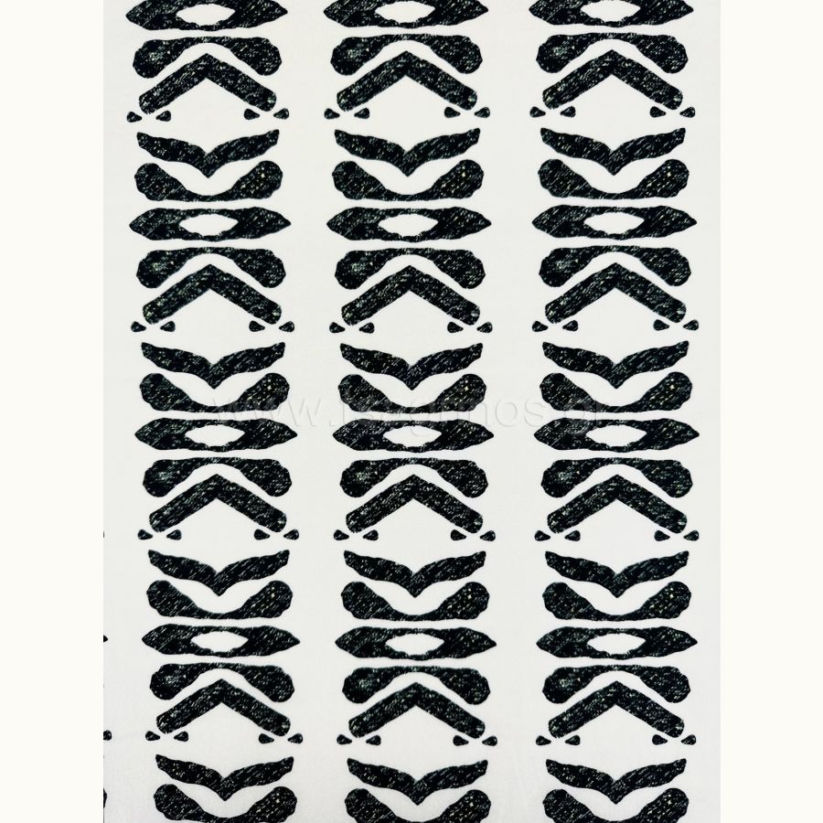 ΥΦΑΣΜΑ ΠΟΠΛΙΝΑ 100% ΒΑΜΒΑΚI (DIGITAL PRINT) ΕΜΠΡΙΜΕ ΓΕΩΜΕΤΡΙΚΟ ΣΧΕΔΙΟ ΜΑΥΡΟ-ΚΕΡΑΜΙΔΙ - Ρετάλι 3.80μ