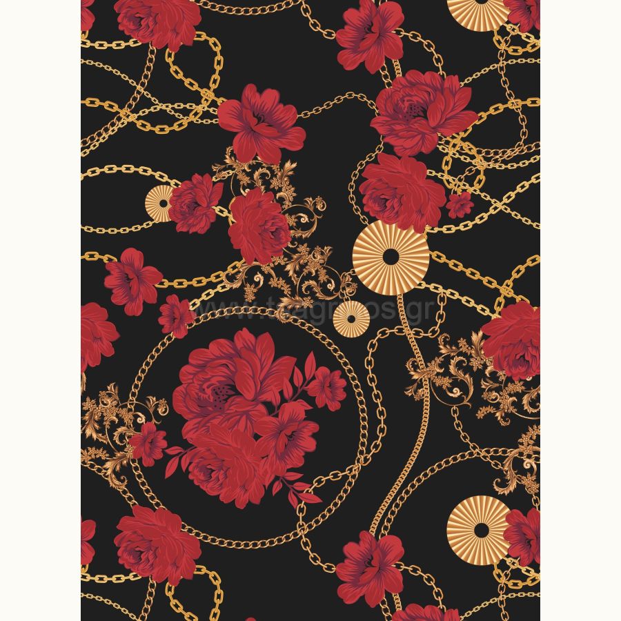 ΥΦΑΣΜΑ ΒΕΛΟΥΔΟ ΣΙΦΟΝ ΕΛΑΣΤΙΚΟ (RED ROSES BAROQUE STYLE)