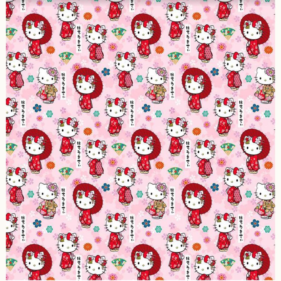 ΥΦΑΣΜΑ ΠΟΠΛΙΝΑ DIGITAL PRINT (DISNEY LICENSED) HELLO KITTY GEISHA