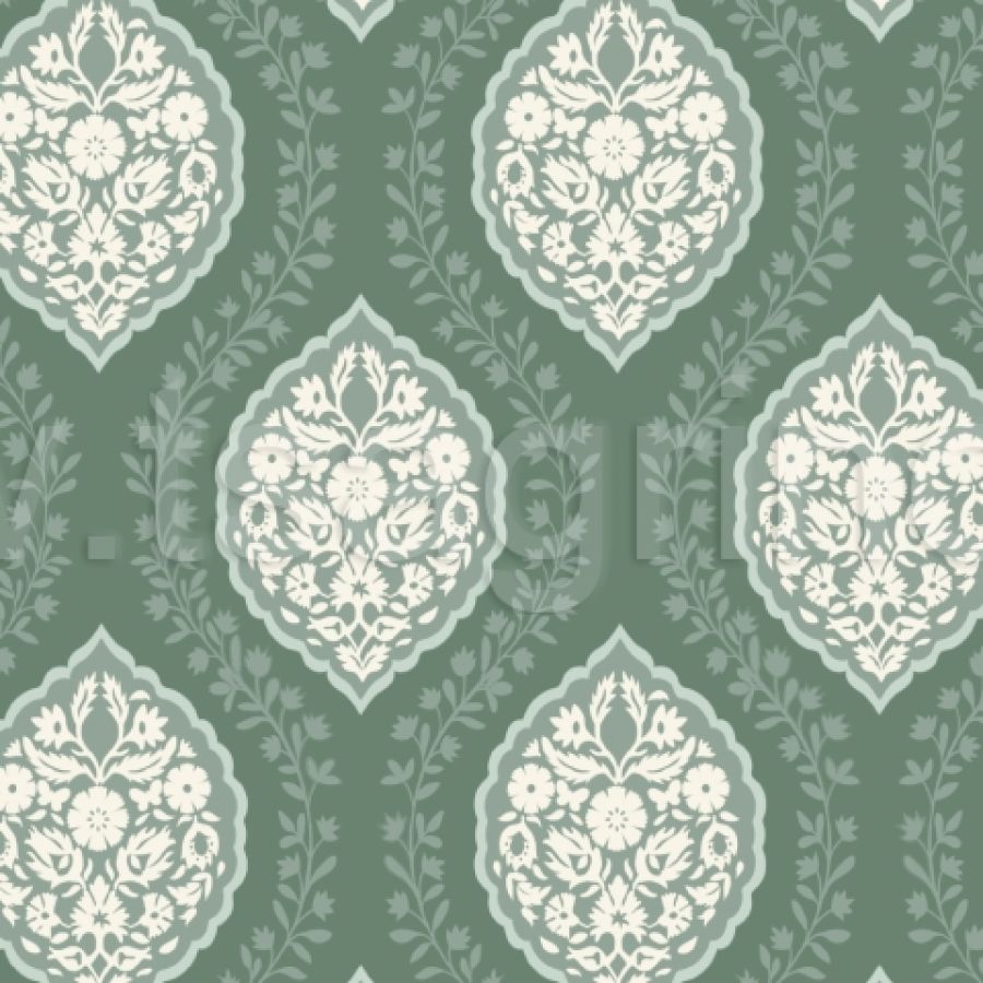 ΥΦΑΣΜΑ ΠΟΠΛΙΝΑ 100% ΒΑΜΒΑΚΙ DIGITAL PRINT (MOROCCAN PAISLEY GREEN)