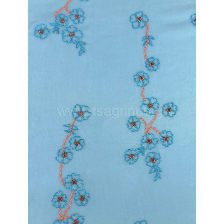 ΥΦΑΣΜΑ 100% ΜΕΤΑΞΩΤΗ ΜΟΥΣΕΛΙΝΑ ΧΕΙΡΟΠΟΙΗΤΗ ΙΝΔΙΑΣ ΚΕΝΤΗΜΕΝΗ ΜΕ ΠΑΓΙΕΤΕΣ (ΓΑΛΑΖΙΟ)