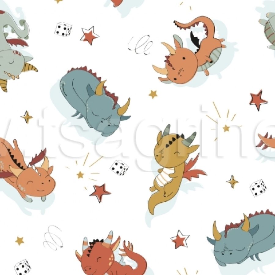 ΥΦΑΣΜΑ ΠΟΠΛΙΝΑ 100% ΒΑΜΒΑΚΙ DIGITAL PRINT - ΜΩΡΑΚΙΑ ΔΡΑΚΟΙ 