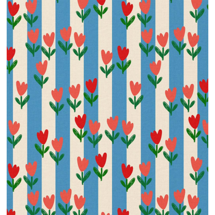 ΥΦΑΣΜΑ ΠΟΠΛΙΝΑ 100% ΒΑΜΒΑΚΙ - ΡΙΓΕ ΤΟΥΛΙΠΕΣ ΣΕ ΕΚΡΟΥ/ΜΠΕΖ ΒΑΣΗ