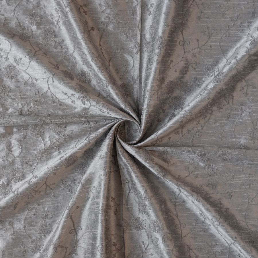 ΥΦΑΣΜΑ ΜΠΡΟΚΑΡ ΜΕ ΑΝΑΓΛΥΦΟ ΚΕΝΤΗΤΟ ΦΛΟΡΑΛ ΣΧΕΔΙΟ - ΓΚΡΙ ΘΕΡΜΟ (Ρετάλι 2.80 μέτρα)