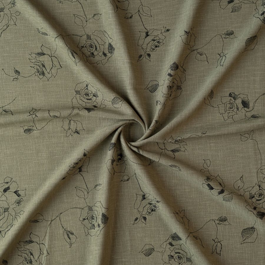 ΥΦΑΣΜΑ ΛΙΝΟ – ΒΙΣΚΟΖ ΜΕ ΣΧΕΔΙΟ ΤΡΙΑΝΤΑΦΥΛΛΑ ΣΕ ΛΑΔΙ ΜΕΛΑΝΖΕ ΒΑΣΗ - Ρετάλια 0.50μ. + 0.70μ. + 1.10μ.