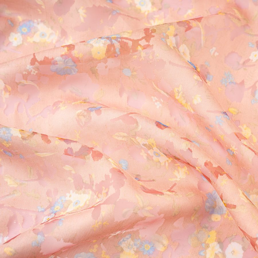 ΥΦΑΣΜΑ ΟΡΓΑΝΤΖΑ ΝΤΕΒΟΡΕ ΜΕ ΑΝΑΓΛΥΦΑ ΜΙΚΡΑ ΛΟΥΛΟΥΔΙΑ - ΡΟΖ 