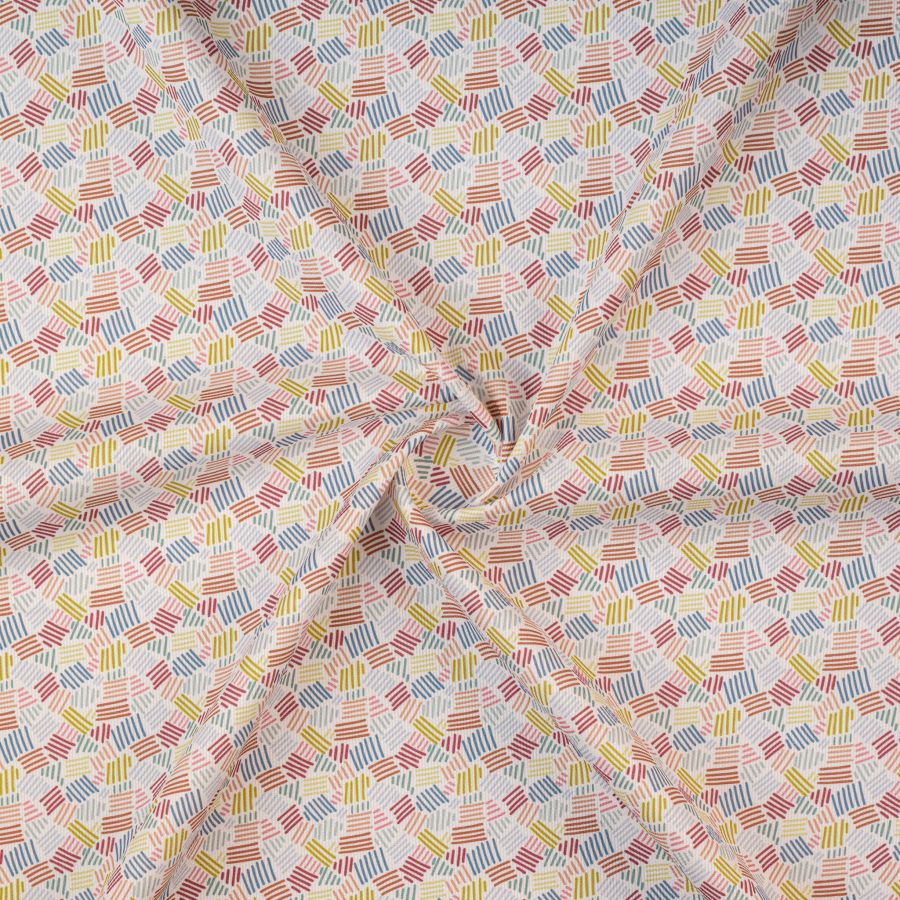 ΥΦΑΣΜΑ 100% ΒΑΜΒΑΚΕΡΟ ΓΚΡΟ - ABSTRACT LINES ΠΟΛΥΧΡΩΜΟ 