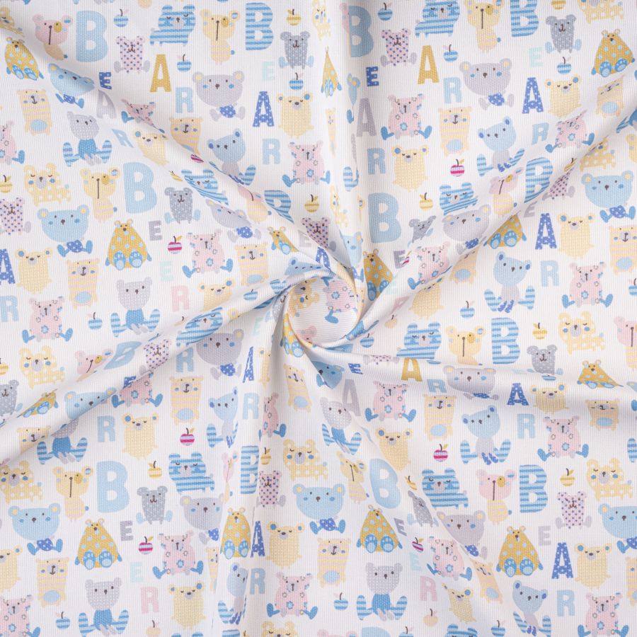 ΥΦΑΣΜΑ 100% ΒΑΜΒΑΚΕΡΟ ΓΚΡΟ - BABY BEAR ALPHABET