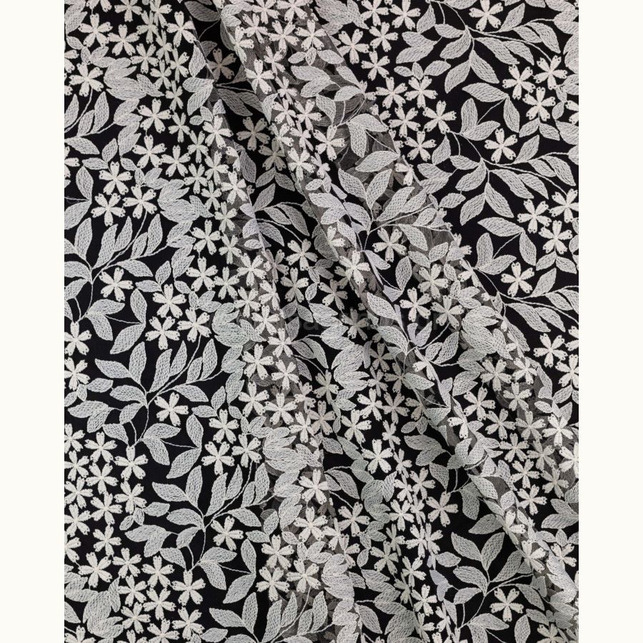 ΥΦΑΣΜΑ ΤΟΥΛΙ ΜΑΛΑΚΟ ΜΕ ΚΕΝΤΗΜΑ ΔΑΝΤΕΛΑ (ΜΑΥΡΟ ΜΕ ΕΚΡΟΥ ΦΛΟΡΑΛ) - Ρετάλια 0.60μ. + 2.70μ.