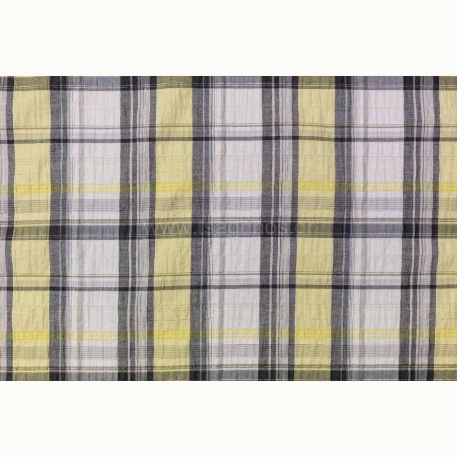 ΥΦΑΣΜΑ 100% ΒΑΜΒΑΚΕΡΟ ΓΚΟΦΡΕ ΕΛΑΦΡΥ ΛΟΥΡΕΞ (ΣΧΕΔΙΟ ΚΑΡΟ ΚΙΤΡΙΝΟ-ΑΣΠΡΟ)