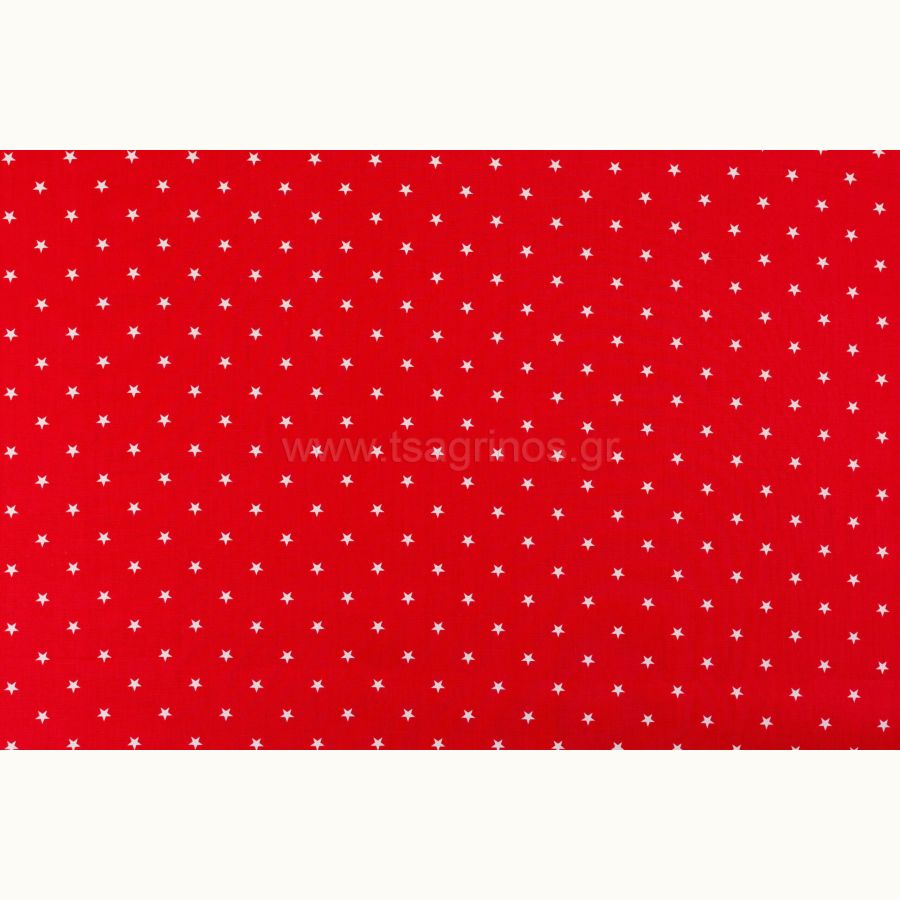 ΥΦΑΣΜΑ ΠΟΠΛΙΝΑ 100% ΒΑΜΒΑΚΙ ΣΧΕΔΙΟ ΑΣΤΕΡΑΚΙΑ ΜΙΚΡΑ (ΚΟΚΚΙΝΟ - ΑΣΠΡΟ) - Ρετάλι 2.20μ.