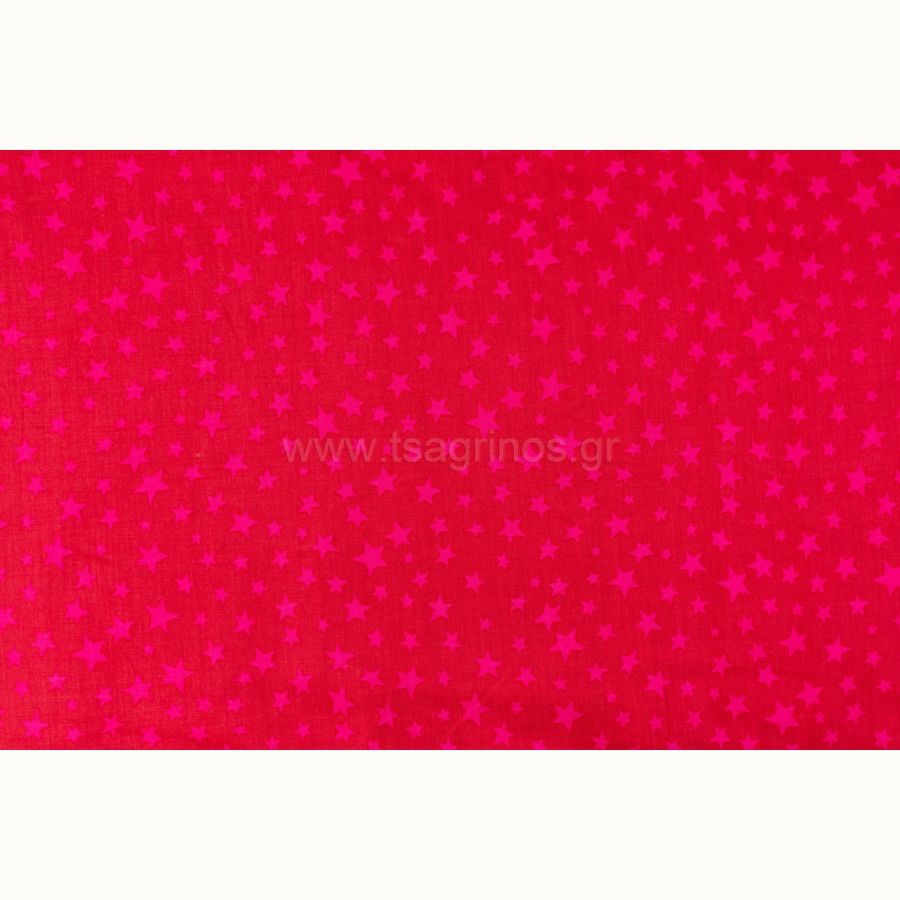 ΥΦΑΣΜΑ ΠΟΠΛΙΝΑ 100% ΒΑΜΒΑΚΙ ΣΧΕΔΙΟ ΑΣΤΕΡΙΑ (ΚΟΚΚΙΝΟ-ΦΟΥΞΙΑ)