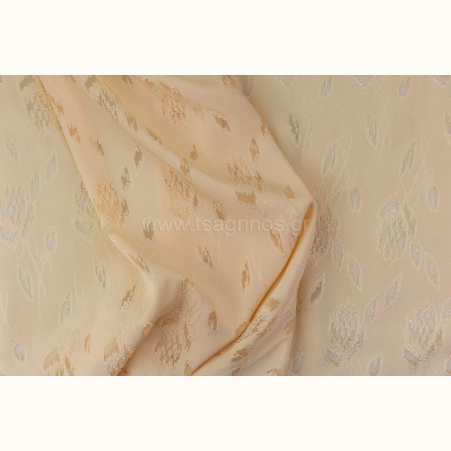 ΥΦΑΣΜΑ ΖΟΡΖΕΤΑ ΣΑΤΙΝΕ ΜΕ ΑΝΑΓΛΥΦΟ ΚΕΝΤΗΜΑ (ΕΚΡΟΥ ΚΡΕΜ) - Ρετάλι 4μ.