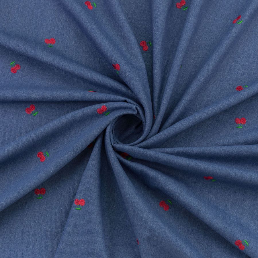 ΥΦΑΣΜΑ ΤΖΙΝ ΠΛΥΜΕΝΟ ΜΕ ΚΕΝΤΗΤΑ ΚΕΡΑΣΙΑ - ΜΠΛΕ ΚΛΑΣΣΙΚΟ ΜΕ ΚΟΚΚΙΝΟ 