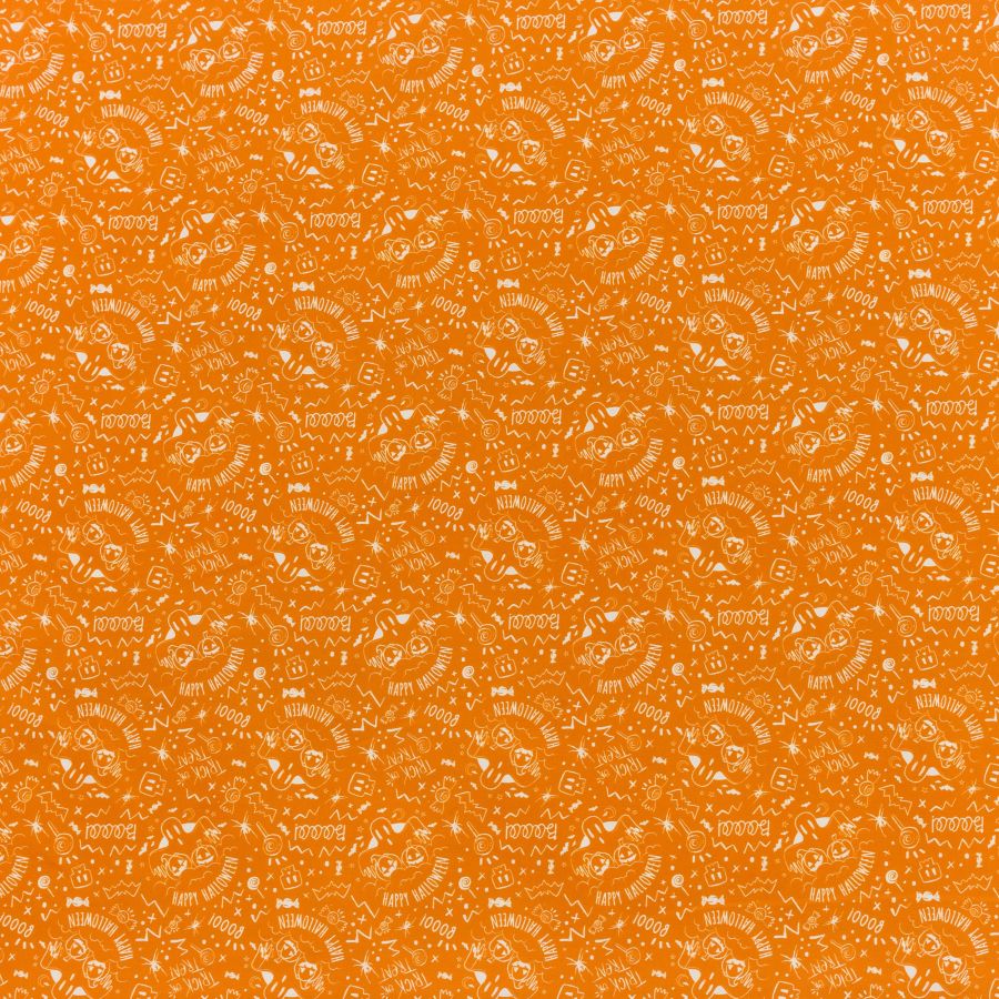 ΥΦΑΣΜΑ ΠΟΠΛΙΝΑ 100% ΒΑΜΒΑΚΙ DIGITAL PRINT - ΠΟΡΤΟΚΑΛΙ HALLOWEEN
