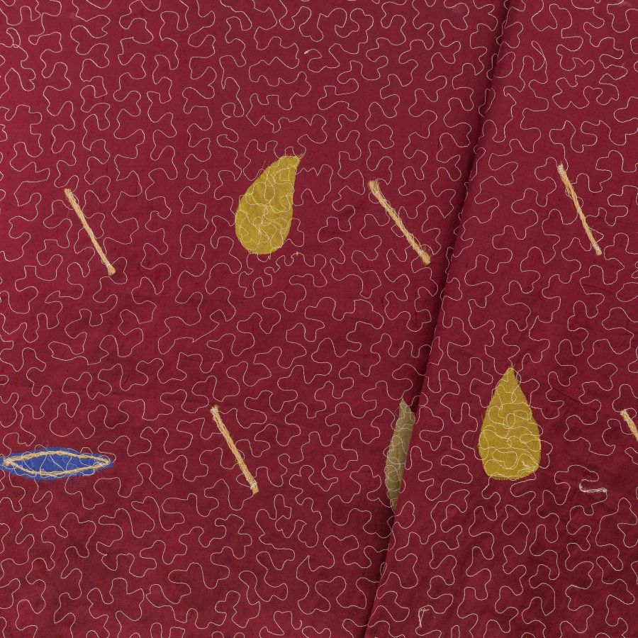 ΥΦΑΣΜΑ SHANTUNG (ΣΟΥΑ ΣΟΒΑΖ) ΜΕΤΑΞΩΤΟ ΜΕ ΚΕΝΤΗΜΑ ΜΠΟΡΝΤΟ - Ρετάλι 1.60 μέτρα