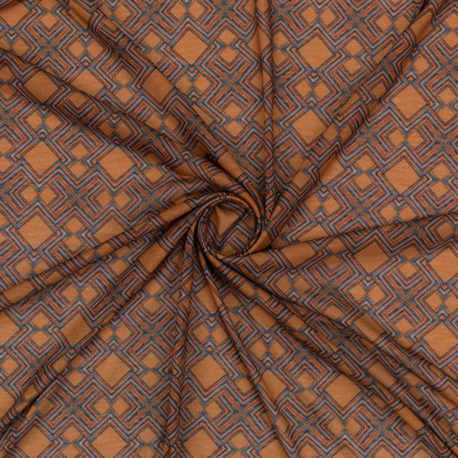 ΥΦΑΣΜΑ ΕΛΑΣΤΙΚΟ ΠΛΕΚΤΟ ΕΜΠΡΙΜΕ - ΣΧΕΔΙΟ ΓΕΩΜΕΤΡΙΚΟ ΚΑΦΕ/ΚΕΡΑΜΙΔΙ - Ρετάλι 3.90μ.