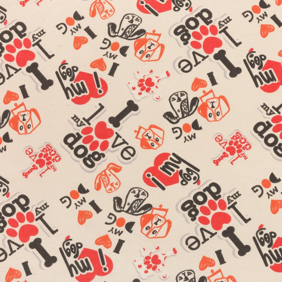 ΥΦΑΣΜA ΛΟΝΕΤΑ PRINTED (ΜΑΛΑΚΟ ΚΑΡΑΒΟΠΑΝΟ) ΜΠΕΖ ΒΑΣΗ ΜΕ '' I LOVE MY DOG'' & ΣΚΥΛΑΚΙΑ