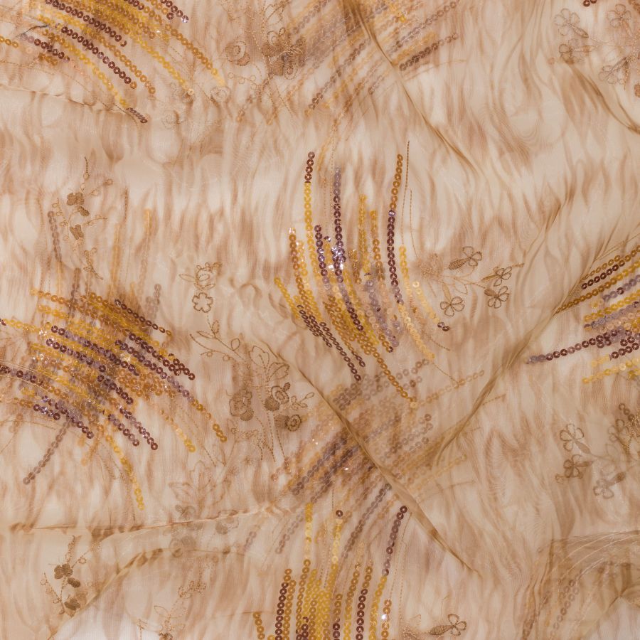 ΥΦΑΣΜΑ ΟΡΓΑΝΤΖΑ ΚΕΝΤΗΜΕΝΗ ΜΕ ΠΑΓΙΕΤΕΣ ΕΜΠΡΙΜΕ - ΑΚΑΝΟΝΙΣΤΟ ΓΕΩΜΕΤΡΙΚΟ ΣΧΕΔΙΟ ΜΠΕΖ ΤΟΥ ΠΟΥΡΟΥ/ΧΡΥΣΟ (Ρετάλια 1.45+1.50 μέτρα)