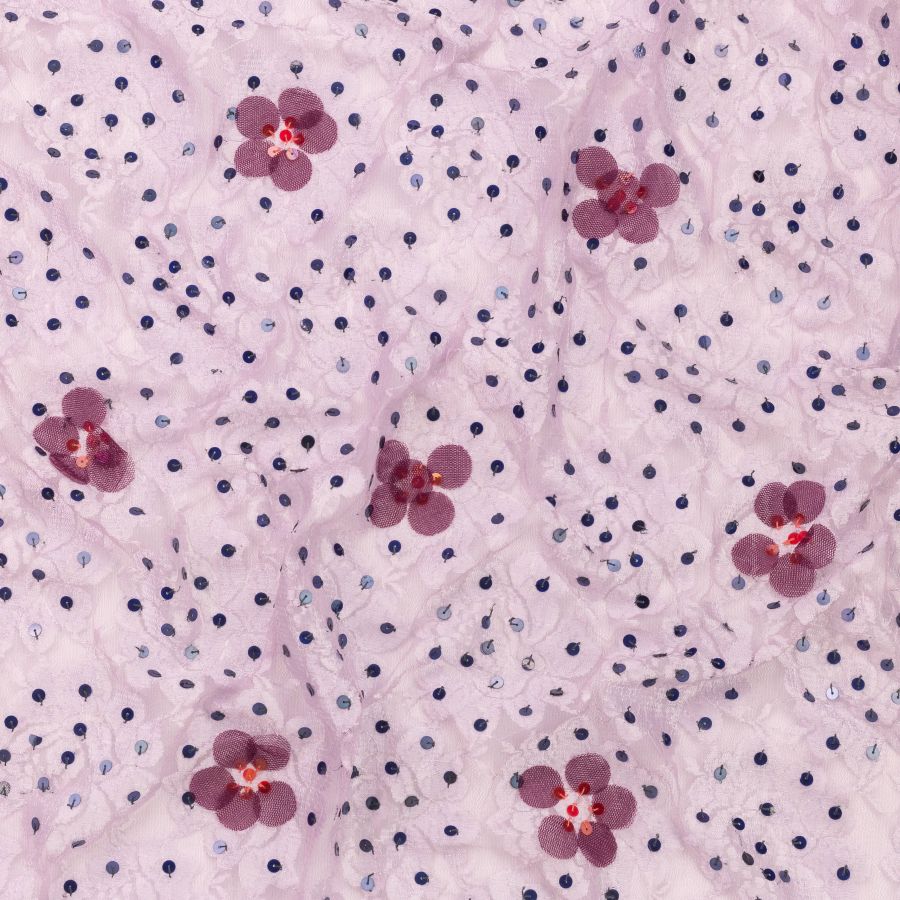 ΥΦΑΣΜΑ ΔΑΝΤΕΛΑ ΚΕΝΤΗΜΕΝΗ ΜΕ ΠΑΓΙΕΤΕΣ  - ΦΛΟΡΑΛ ΛΙΛΑ - ΒΥΣΣΙΝΙ ΜΕ ΜΠΛΕ ΠΑΓΙΕΤΕΣ