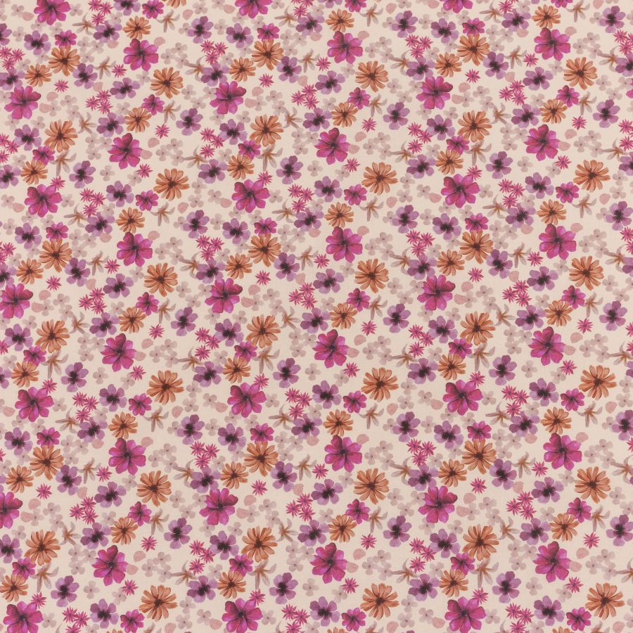 ΥΦΑΣΜΑ ΠΟΠΛΙΝΑ 100% ΒΑΜΒΑΚI - ΜΩΒ ΛΟΥΛΟΥΔΙΑ ΣΕ ΜΠΕΖ ΦΟΝΤΟ