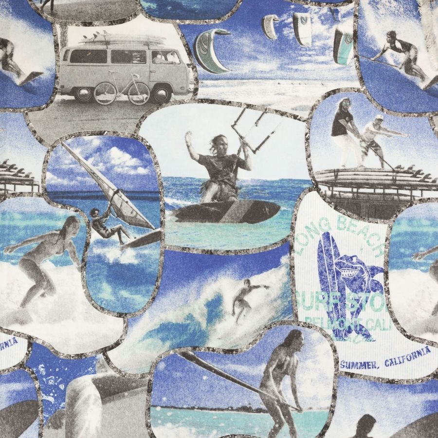 ΥΦΑΣΜA ΛΟΝΕΤΑ PRINTED (ΜΑΛΑΚΟ ΚΑΡΑΒΟΠΑΝΟ) BLUE SURF (Ρετάλια 1+1.90 μέτρα)