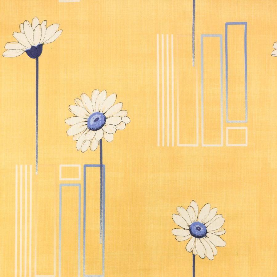 ΥΦΑΣΜA ΛΟΝΕΤΑ PRINTED (ΜΑΛΑΚΟ ΚΑΡΑΒΟΠΑΝΟ) ΚΙΤΡΙΝΟ ΜΕ ΜΑΡΓΑΡΙΤΕΣ & ΓΕΩΜΕΤΡΙΚΑ ΣΧΗΜΑΤΑ - Ρετάλι 3.20 μέτρα