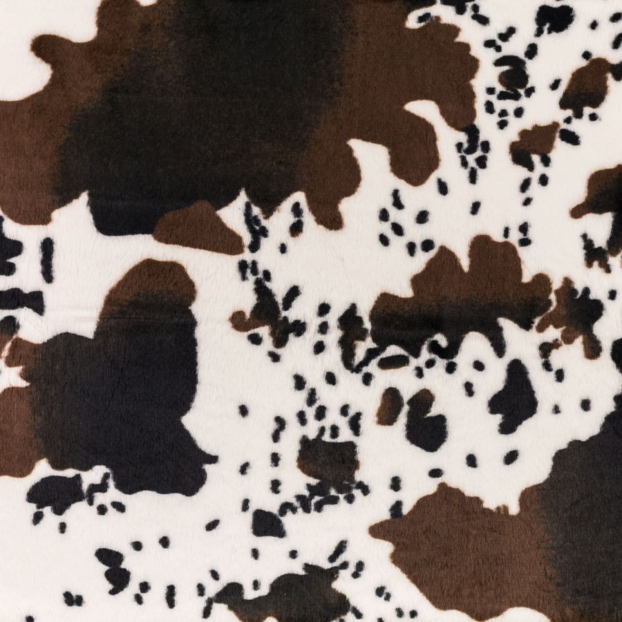 ΥΦΑΣΜΑ ΓΟΥΝΑ RABBIT FAUX FUR - ΜΕ ΠΟΛΥ ΜΑΛΑΚΟ ΚΟΝΤΟ ΠΕΛΟΣ, ΣΧΕΔΙΟ ΤΥΠΟΥ ΑΓΕΛΑΔΑ (COW PRINT) ΛΕΥΚΟ-ΚΑΦΕ-ΜΑΥΡΟ