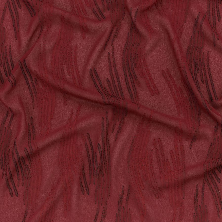 ΥΦΑΣΜΑ ΖΟΡΖΕΤΑ ΜΕ ΑΝΑΓΛΥΦΟ ΣΧΕΔΙΟ - ΚΟΚΚΙΝΟ/ ΜΠΟΡΝΤΟ