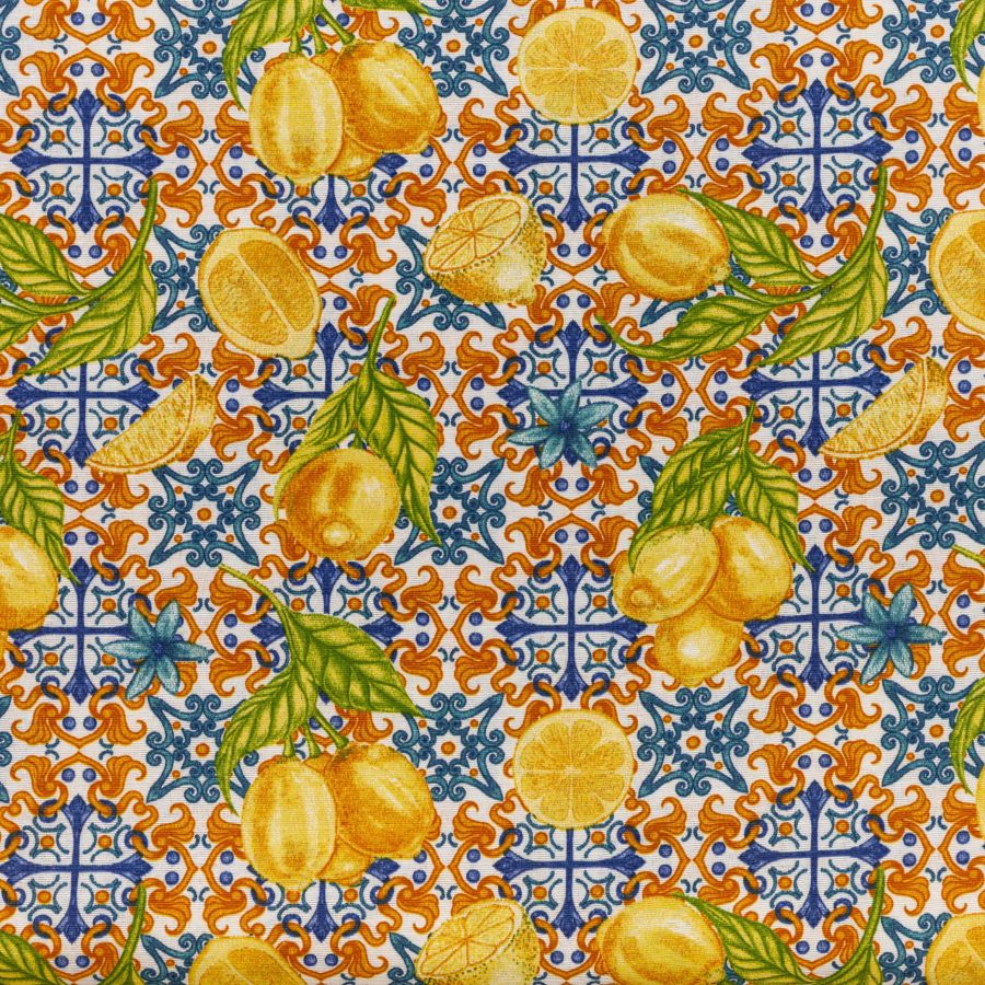 ΥΦΑΣΜA ΛΟΝΕΤΑ PRINTED (ΜΑΛΑΚΟ ΚΑΡΑΒΟΠΑΝΟ) LEMON AZULEJOS