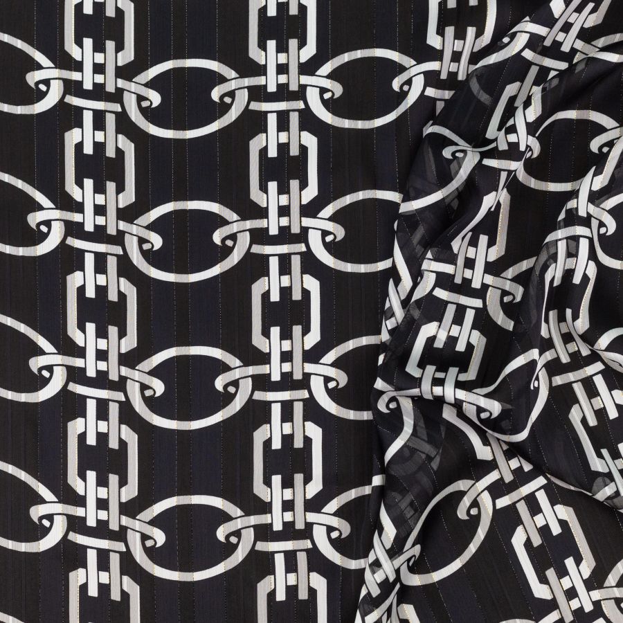 ΥΦΑΣΜΑ ΜΟΥΣΕΛΙΝΑ ΕΜΠΡΙΜΕ LUREX (ΧΡΥΣΗ ΚΛΩΣΤΗ) ΣΧΕΔΙΟ ΑΛΥΣΙΔΕΣ ΑΣΠΡΟΜΑΥΡΟ