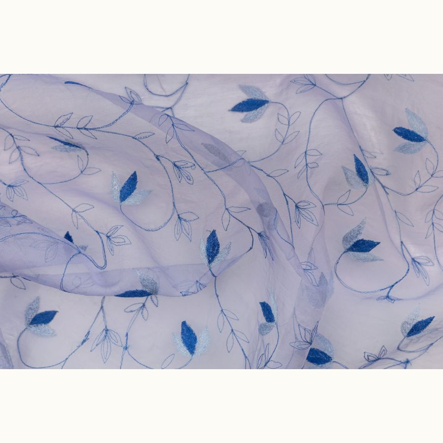 ΥΦΑΣΜΑ 100% ΜΕΤΑΞΩΤΗ ΟΡΓΑΝΤΖΑ ΜΕ ΚΕΝΤΗΜΑ ΜΠΛΕ-ΣΙΕΛ